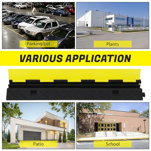 3 Pack of Heavy Duty Rubber Cable Protectors with 2 Channel Ramps, 11000lbs Capacity Speed Bumps for Cables and Vehicles, Perfect for Indoor and Outdoor Use