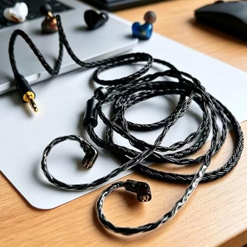 FAAEAL IEM in Ear Monitor Cable,16 Core Silver Plated Earphone Upgraded Cords,QDC C-Pin Extended-Length Replacement Cable Compatible with KZ ZS10 ZSN for Musician Audiophile 6ft Recessed 2pin 3.5mm - size: QDC-2PIN 3.5mm
