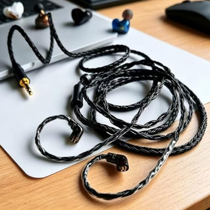 FAAEAL IEM in Ear Monitor Cable,16 Core Silver Plated Earphone Upgraded Cords,QDC C-Pin Extended-Length Replacement Cable Compatible with KZ ZS10 ZSN for Musician Audiophile 6ft Recessed 2pin 3.5mm - size: QDC-2PIN 3.5mm