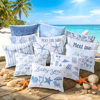 Reginary 12 Pcs Beach Themed Gifts Ocean Cosmetic Bags Coastal Makeup Bags | Seashell Portable Travel Toiletry Pouches for Women, Nautical Party Favor, Vacation Travel Supplies, Bachelorette Accessories - style: Coastal