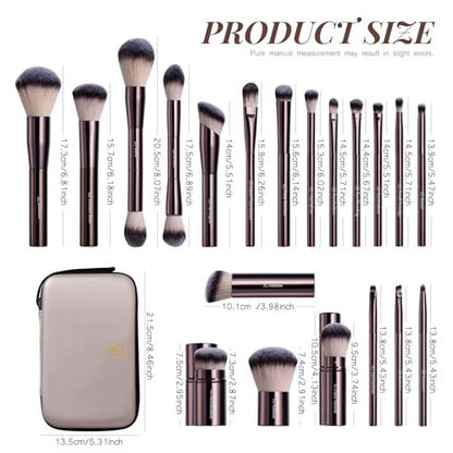 Makeup Brushes BS-MALL Professional Makeup Brush with Travel Case, Includes Foundation, Powder, Concealer, Lip & Eyeshadow Brushes for Daily Use & Versatile Occasions All-aluminum tube - color: Coffee