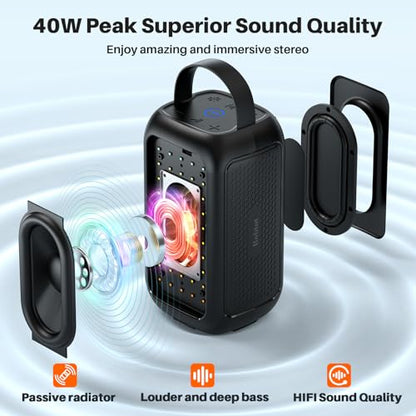 Bobtot Portable Bluetooth Speaker with 2 Mics, 16H Playtime, Black | Karaoke Speakers Singing Machine with 2 Wireless Microphones, Magic Sound, Echo, EQ Mode - color: Black, size: With 2 Mics