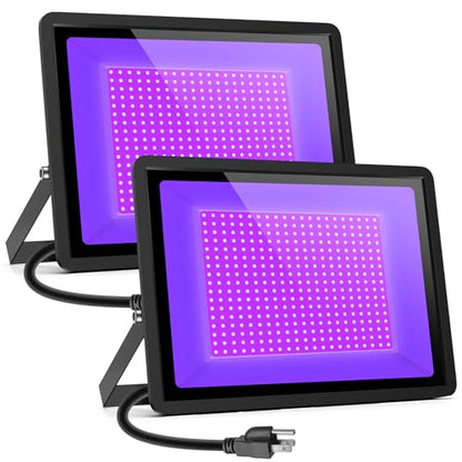 Black Lights 500W LED Black Flood Light with Plug(6ft Cable) for Body Paint, Fluorescent Poster, Neon Glow in The Dark Night - size: 500