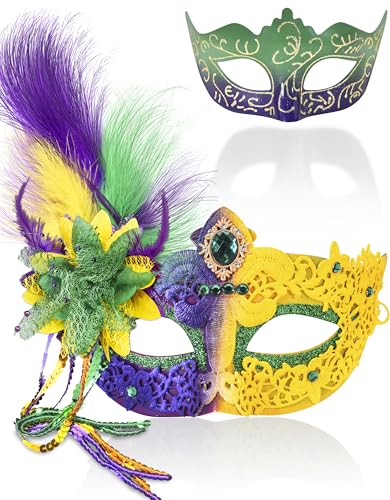 SIQUK Couple Masquerade Masks Set Venetian Party Mask Costume Mask - color: Arrow Mardi Gras