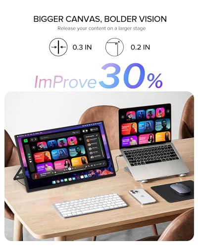 UPERFECT Portable Monitor 4K 60Hz 18.5", 145% sRGB QLED Laptop Monitor | 400 Nits Ultra-Slim Monitor, USB-C & MINI HDMI, VESA & Case, Travel Second Screen for Laptop, Computer, PC, Game Consoles - size: 18.5
