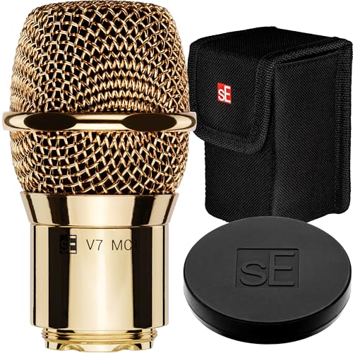 SE ELECTRONICS V7 MC1 Wireless Microphone Capsule - Compatible with Shure Wireless Transmitters - Professional Dynamic Microphone for Singing, Speech & Music Studio Recording (Gold w MP03 Pouch) - color: Shure - Gold (MP03 Pouch), style: MC1 = Shure Wirel