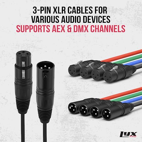 LyxPro 4-Channel XLR to RJ45 Ethercon Audio Snake Pair, 3 ft Cables | Male/female 4-channel breakouts with 3-ft color-coded XLR leads; carries analog audio, AES or DMX over CAT6 up to 330 ft. - size: Pair - 3 Feet XLR