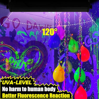 45W LED Black Light Bar, Blacklight with 6.6ft Cord+Switch, Light Up 26x26ft, Glow in The Dark for Halloween, Party, Birthday, Body Paint, Fluorescent Poster, Bedroom