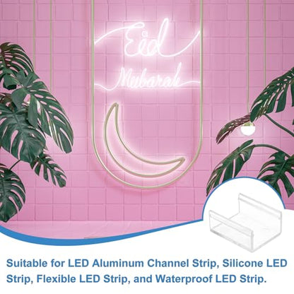 PATIKIL LED Strip Light Clips, 48pcs Mounting Bracket Fixing Clips Plastic Clamp Holders with 304 Stainless Steel Screws for 19mm-20.4mm Width Neon RGB Light Cable Ribbon - size: 19mm-20.4mm