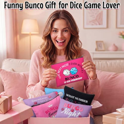 Reginary 12 Pcs Bunco Game Makeup Bags Funny Bunco Gifts | Dice Game Makeup Bags, Bunco Portable Pouch Cosmetic Bags, Travel Zipper Pouch, Christmas Birthday Present for Women - style: Bunco