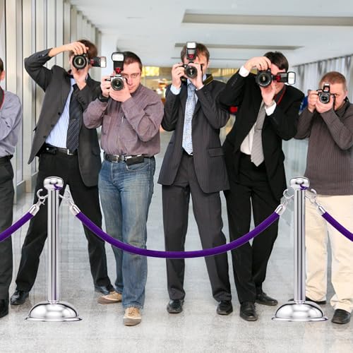 5 Feet Purple Velvet Hanging Ropes with Silver Polished Hooks(1PCS) | Crowd Control Stanchion Ropes fit for Movie Theaters,Church,Restaurants,Hotels,Grand Openings, Concert venues - color: Purple-5 Feet-Silver Plated Hooks-1PCS