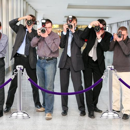 5 Feet Purple Velvet Hanging Ropes with Silver Polished Hooks(1PCS) | Crowd Control Stanchion Ropes fit for Movie Theaters,Church,Restaurants,Hotels,Grand Openings, Concert venues - color: Purple-5 Feet-Silver Plated Hooks-1PCS