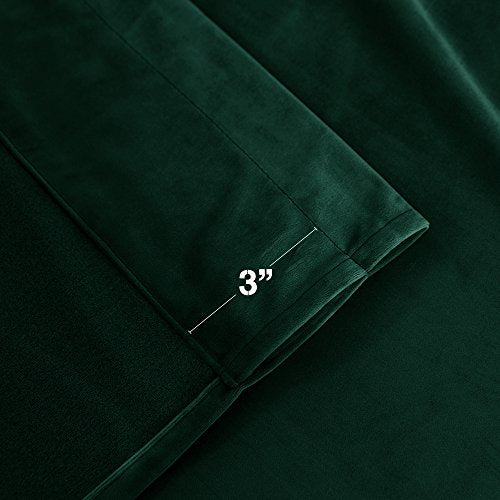 jinchan Emerald Green Velvet Blackout Curtains 84 Inch Long Living Room Curtains for Bedroom Thermal Insulated Room Darkening Drapes Soft Luxury Sun Blocking Single Panel Curtain Rod Pocket, 1 Panel - color: Emerald Green, size: 52"W x 84"L (Pack of 1)