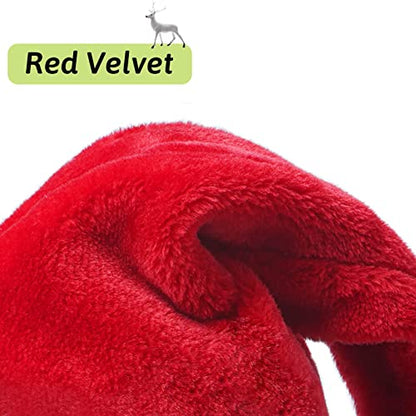 Christmas Hat for Adults/Kids/Baby, Santa Hats Unisex, Red Velvet Thicken Holiday Xmas Hat for Festive New Year Party - color: Red+white - 2pcs