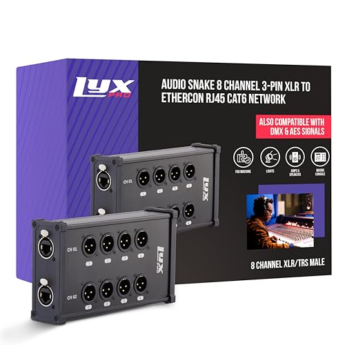 LyxPro 8-Channel Male XLR to RJ45 Ethercon Breakout, Ground Lift - style: Male With No Cables