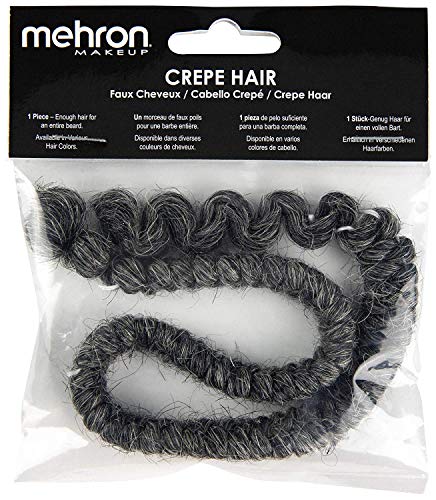 Mehron Makeup Crepe Hair - DARK GREY, Special FX Fake Hair - color: Dark Grey