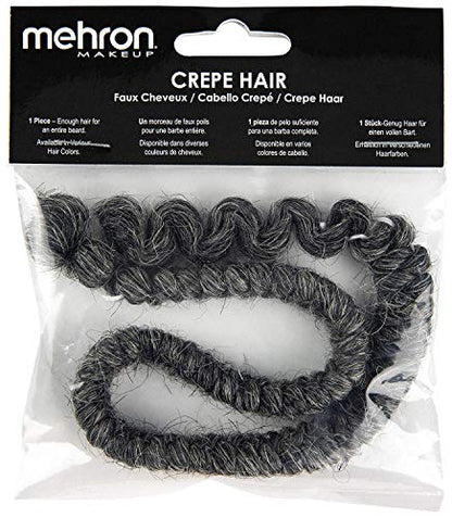 Mehron Makeup Crepe Hair - DARK GREY, Special FX Fake Hair - color: Dark Grey