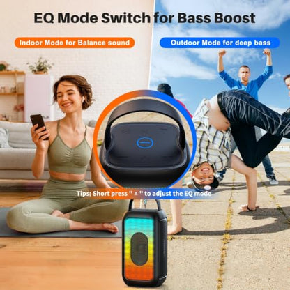Bobtot Portable Bluetooth Speaker with 2 Mics, 16H Playtime, Black | Karaoke Speakers Singing Machine with 2 Wireless Microphones, Magic Sound, Echo, EQ Mode - color: Black, size: With 2 Mics
