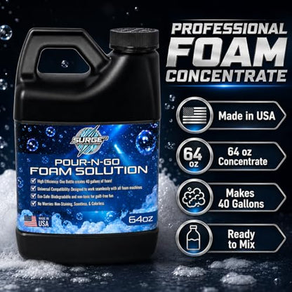 SurgeFX Foam Party Machine Solution – Makes Up to 40 Gallons of Water – Ultra Concentrated, Non-Toxic & Hypoallergenic – Compatible with All Foam Machines for Parties & Events (40 Gallons of water)