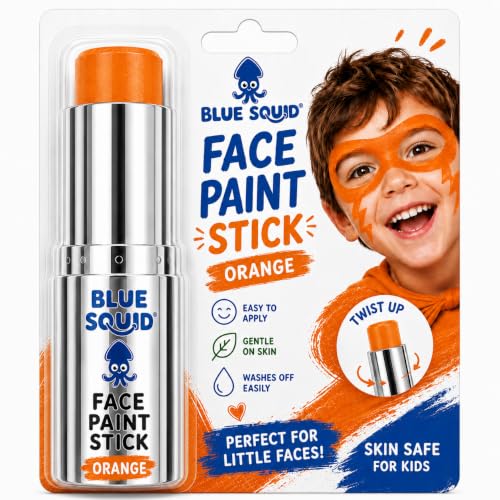Blue Squid Orange Face Paint Stick - Water based Body Paint for Adults & Kids - Vegan Hypoallergenic Twist-Up Non-Toxic Makeup Stick for Cosplay, & SFX (Orange) - color: Orange