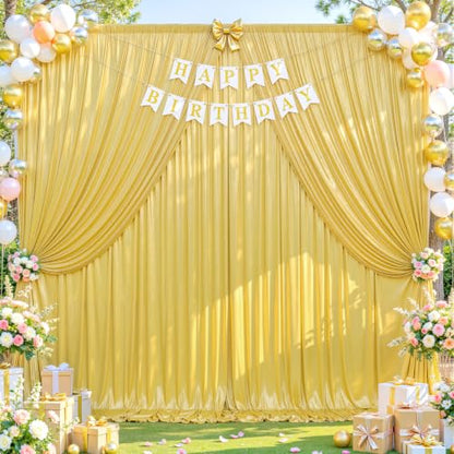 10x10ft Gold Backdrop Curtains Glitter Sequin Photo Backdrop Curtain Fabric Gold Shimmer Drapes Backdrop Bridal Baby Shower Wedding Birthday Party Photography Backdrops Photoshoot 5x10FT, 2 Panels - color: Gold, size: 10 ft X 10 ft(2 Panels 5ft X 10ft)