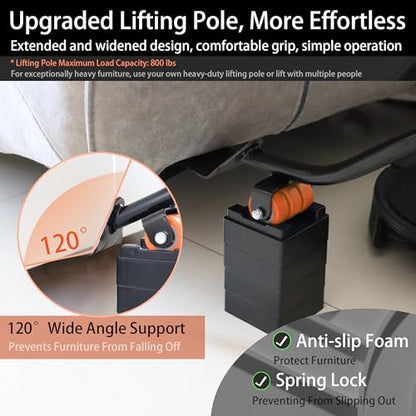 Carbon Steel Furniture Dolly, 3000 lb Capacity Heavy Duty Moving | Quiet floor-friendly Casters. Anti-rust durable Coating, Movers with Lifter, for moving pool table, safes, washing machines - color: Orange