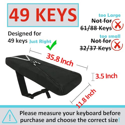 Electronic Keyboard Bag Piano Dust Cover Bag with Adjustable Straps Easy to Carry - size: 49 key：35.8*11.8*3.5