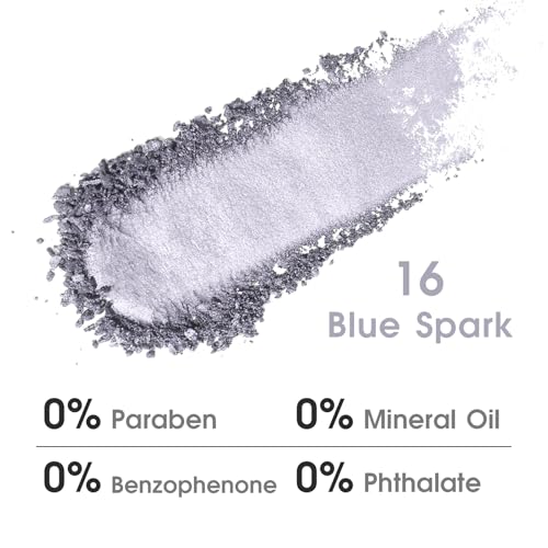 UCANBE Blue Spark Single Eyeshadow Palette, Highly Pigmented Shimmer Eye Shadow Powder, Professional Long-Lasting Waterproof Makeup Palette - color: 16 Blue Spark