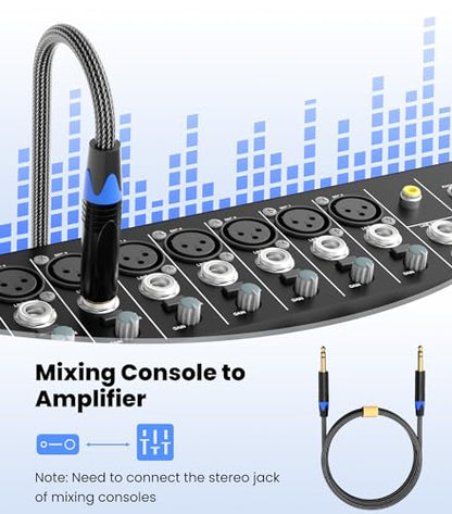 Tisino 1/4 inch TRS Cable, Quarter inch 1/4 TRS to TRS Balanced Stereo Audio Cable Male to Male Pro Interconnect Cable, Nylon Braid - 6 FT - size: 6 feet