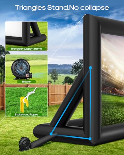 3-in-1 20FT Inflatable Projector Screen - Outdoor Movie Screen, Dart Board and Football Target with 250W Blower, Front/Rear Screen for Celebration & Outside Movie Night - size: 20FT