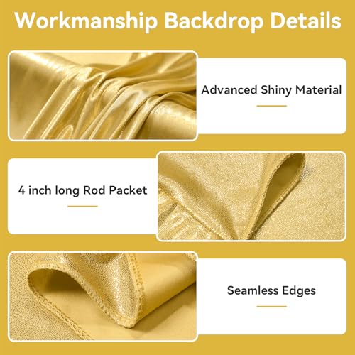 50x12ft Glitter Gold Backdrop Curtains, Sequin Curtains Wrinkle Free Polyester Drapes, Shimmer Back Drop Curtains for Parties Banquet Wedding Birthday Photography Background, 10 Panels 5x12ft - color: Gold, size: 5FT x 12FT(10 panels)