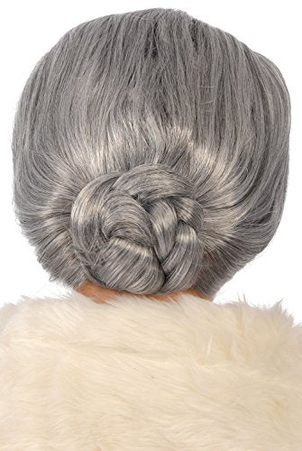 Kangaroo Grey Old Lady Wig with Bun for Adult Women - Old Lady Costume Wig Grandma & Mrs Claus Cosplay - Synthetic Elderly Hair Gray Wigs for Women for Halloween Party - Theater Dressup Accessory | Old Lady Costume Wig Grandma & Mrs Claus Cosplay - Synthe