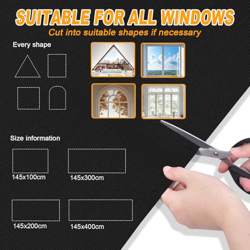 Blackout Curtains for Window Cover, Portable Blackout Curtains Shades for Bedroom, Room Darkening Shades, Black Out Window Cover Film No Drill DIY Cuttable, for Skylight Shade, Media Room, 79x57 Inch - size: 57"W x 79"H