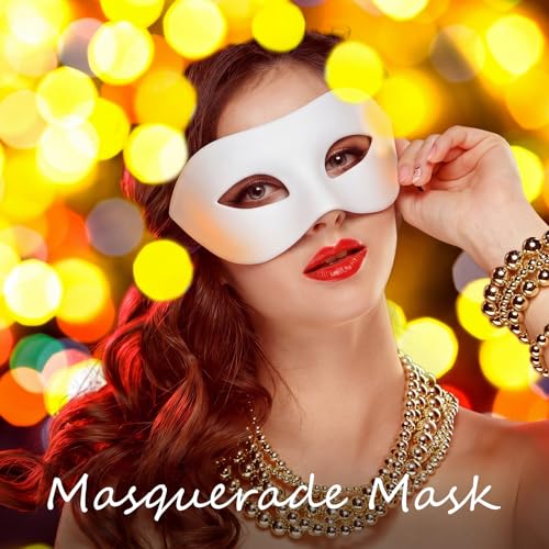 2 Pcs Men's Masquerade Mask Halloween Venetian Mask Half Face Ball Prom Make up for Cosplay Accessories Costume Party - color: White