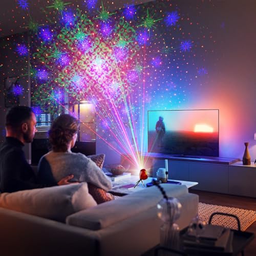 Mini Party Light Show LED Projector RGB 40 Patterns Sound Activated Portable Lighting for Party Dance Christmas Xmas Outdoor Camping Holiday Festival Gift Travel Family Party Disco DJ Music Show
