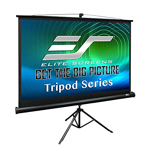 Elite Screens Tripod, 120-Inch 4:3 Portable Projector Screen with Stand– MaxWhite 2, 1.1 Gain, Adjustable Indoor Outdoor Pull Up Projection Screen for Home Theater, Office & Classroom, T120UWV1, Black - size: 120-inch/ 4:3