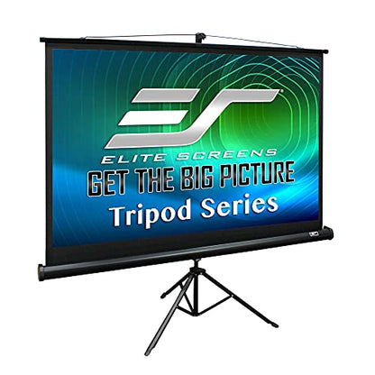 Elite Screens Tripod, 120-Inch 4:3 Portable Projector Screen with Stand– MaxWhite 2, 1.1 Gain, Adjustable Indoor Outdoor Pull Up Projection Screen for Home Theater, Office & Classroom, T120UWV1, Black - size: 120-inch/ 4:3
