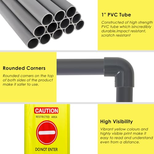 4 Panels Safety Barricade,7.8 FT Foldable Security Sign Barrier | Heavy Duty PVC Frame Barricade,DO NOT Enter" Gate High Visibility Caution Symbol Crowd Control - size: 4 Panels-7.8FT