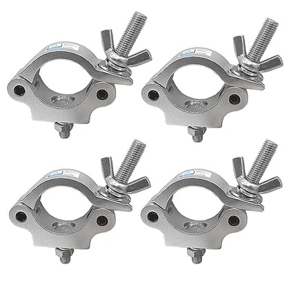 Premium Aluminum Alloy Heavy Duty 550 LB O Clamp for Spot Lights - Fits 42-52mm Tube/Pipe - Stage Lighting - Silver (Pack of 4)