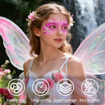 Drawdart Pink Halloween Face Body Paint Stick, Cream Blendable Halloween Face Body Makeup Paint, Non-Toxic Oil Based Stick for SFX Special Effects Cosplay Makeup - color: Pink