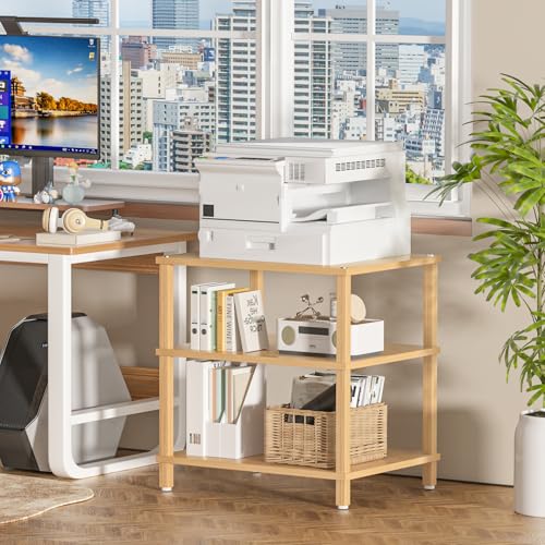 LELELINKY 3-Tier AV Media Player Stand, Natural Stereo Cabinet, Modern Audio Shelf, Wooden TV Stand,Game Console Shelf, Multifunctional Entertainment Center, Suitable for Home, Conference Room - color: Natural, size: 3 Tier