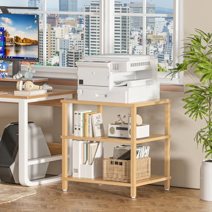 LELELINKY 3-Tier AV Media Player Stand, Natural Stereo Cabinet, Modern Audio Shelf, Wooden TV Stand,Game Console Shelf, Multifunctional Entertainment Center, Suitable for Home, Conference Room - color: Natural, size: 3 Tier
