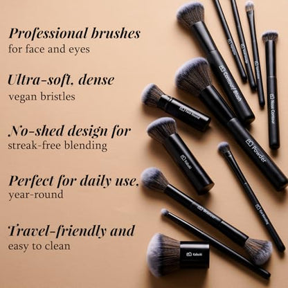 Professional Makeup Brushes BS-MALL With Travel Case - Kabuki Brush Eyeshadow Brush, Concealer Brush, Blush Brush Bronzer & Foundation Brush 20 Pcs, Labeled Daily Use & Versatile Occasions Gift Box - color: Black