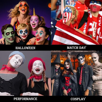 Black Brown Terracotta Face & Body Paint - Blendable Facepaint Foundation with Sponge & Brush for Skin, Professional Halloween Face Make-up Kit for Wolf Werewolf Tiger Deer Lion Beard Cosplay Costume - color: 04 Werewolf/Tiger