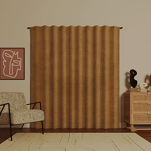 Sun Zero Hampshire Velvet Noise Reducing Thermal Extreme 100% Total Blackout Back Tab/Rod Pocket Curtain Panel, Gold, 50" W x 108" L (1 Panel) - color: Gold, size: 50"W x 108"L (Pack of 1)