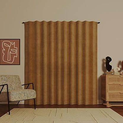 Sun Zero Hampshire Velvet Noise Reducing Thermal Extreme 100% Total Blackout Back Tab/Rod Pocket Curtain Panel, Gold, 50" W x 108" L (1 Panel) - color: Gold, size: 50"W x 108"L (Pack of 1)