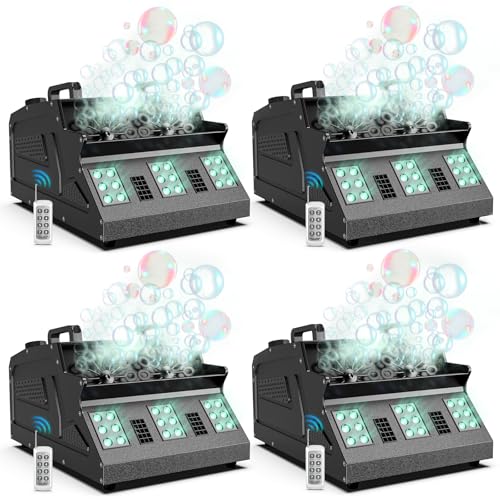 2000W Fog Machine, 3 in 1 Fog Bubble Machine with 2 Bubble Fans, 7 CH RGB 18 LED Lights Smoke Bubble ALL IN 1 Machine, Fog Machine for Party, Wedding, Festival, Birthday, 4 PACK - color: 4 PACK