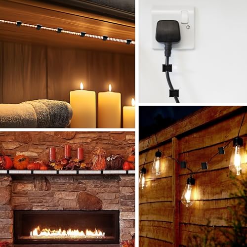 GooChan Strip Light Mounting Clips Self-Adhesive Tape Brackets Holder,100-Pack Clamps Fix Light Strip 8mm 10mm 12mm (for 10mm (3/8") Black Wide Strip Lights) - size: For 10mm(3/8") Wide Strip Light Black
