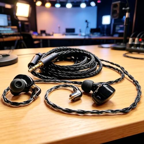 FAAEAL IEM in Ear Monitor Cable,16 Core Silver Plated Earphone Upgraded Cords,QDC C-Pin Extended-Length Replacement Cable Compatible with KZ ZS10 ZSN for Musician Audiophile 6ft Recessed 2pin 3.5mm - size: QDC-2PIN 3.5mm