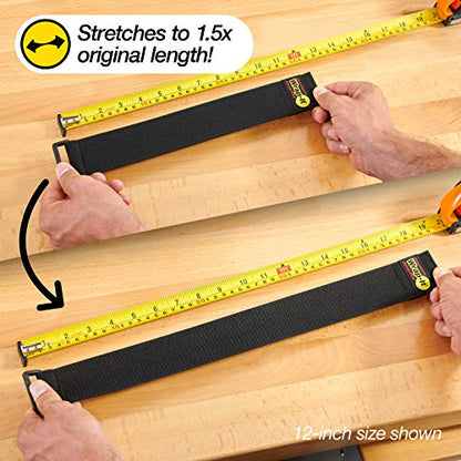 Super-Stretch Wrap-It Storage Straps - 12" (8 Pack) - Elastic Hook and Loop Cinch Straps | Elastic Hook and Loop Cinch Straps - color: Black, size: 12" (8 Pack)